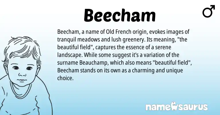 Infographic about Beecham name meaning, Beecham is a name from Old French origin(s).
