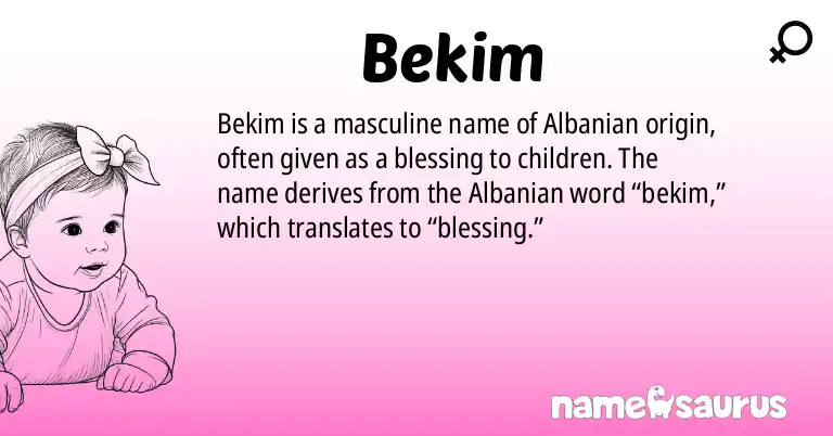 Infographic about Bekim name meaning, Bekim is a name from Albanian origin(s).