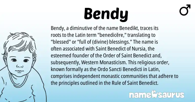 Infographic about Bendy name meaning, Bendy is a name from Latin origin(s).