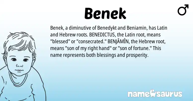 Infographic about Benek name meaning, Benek is a name from Latin, Hebrew origin(s).