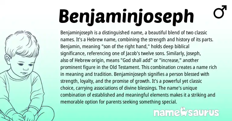Infographic about Benjaminjoseph name meaning, Benjaminjoseph is a name from Hebrew origin(s).