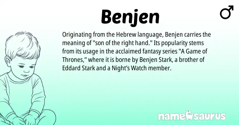 Infographic about Benjen name meaning, Benjen is a name from Hebrew origin(s).