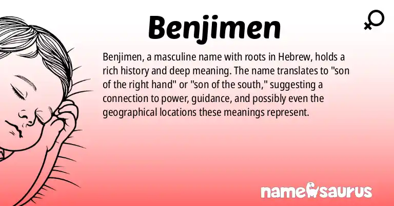 Infographic about Benjimen name meaning, Benjimen is a name from Hebrew origin(s).