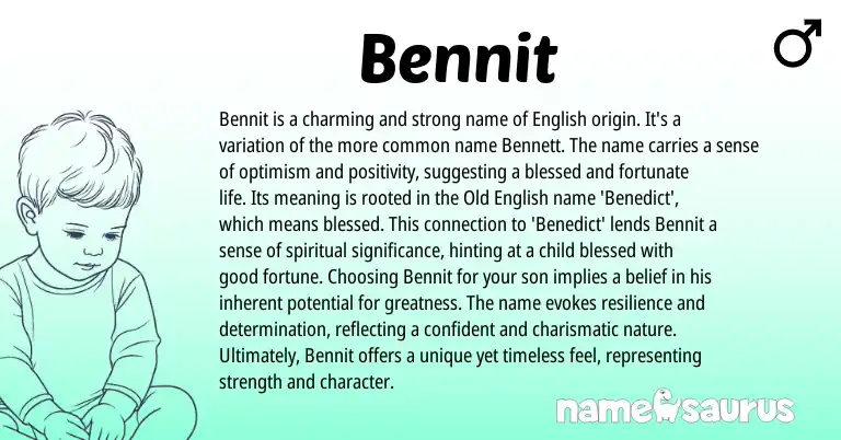 Infographic about Bennit name meaning, Bennit is a name from English origin(s).
