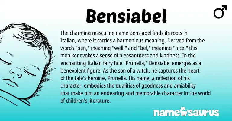Infographic about Bensiabel name meaning, Bensiabel is a name from Italian origin(s).