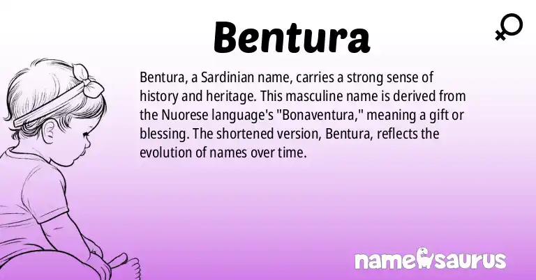 Infographic about Bentura name meaning, Bentura is a name from Sardinian origin(s).