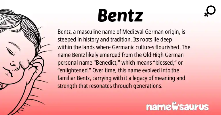 Infographic about Bentz name meaning, Bentz is a name from Medieval German origin(s).