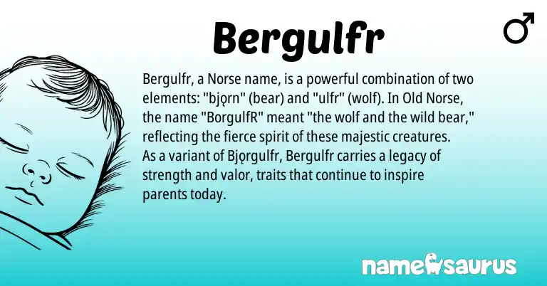 Infographic about Bergulfr name meaning, Bergulfr is a name from Old Norse, Norse origin(s).