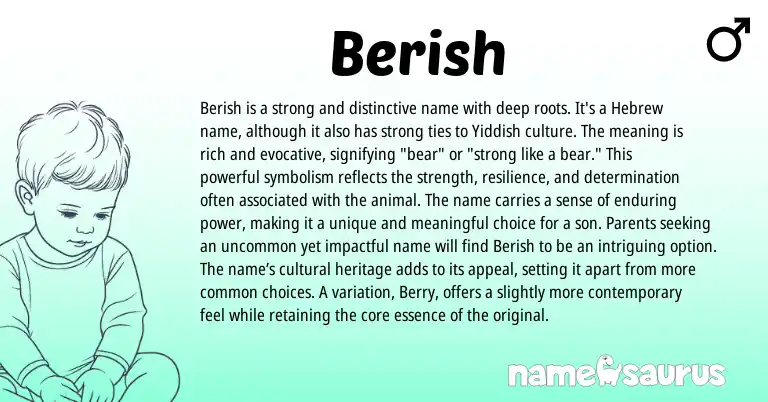 Infographic about Berish name meaning, Berish is a name from Yiddish, Hebrew origin(s).