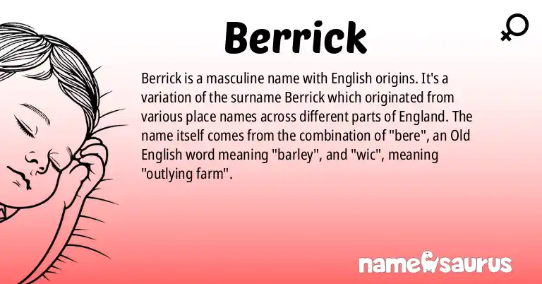 Infographic about Berrick name meaning, Berrick is a name from English origin(s).