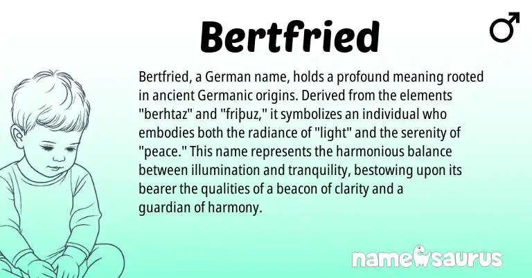 Infographic about Bertfried name meaning, Bertfried is a name from German, Germanic origin(s).