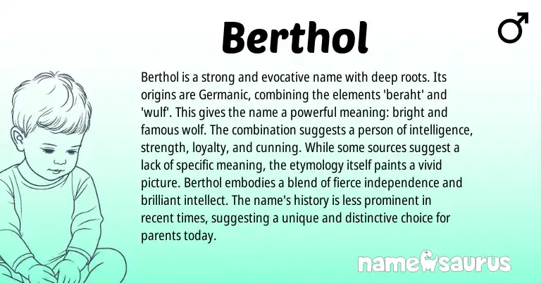 Infographic about Berthol name meaning, Berthol is a name from Germanic origin(s).
