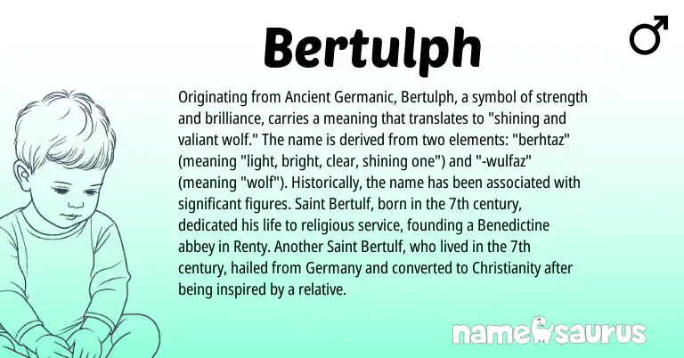 Infographic about Bertulph name meaning, Bertulph is a name from Christianity, Ancient Germanic origin(s).