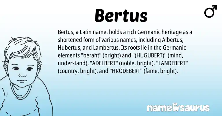 Infographic about Bertus name meaning, Bertus is a name from Germanic, Latin origin(s).