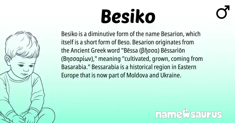 Infographic about Besiko name meaning, Besiko is a name from Ancient Greek, Ukraine origin(s).