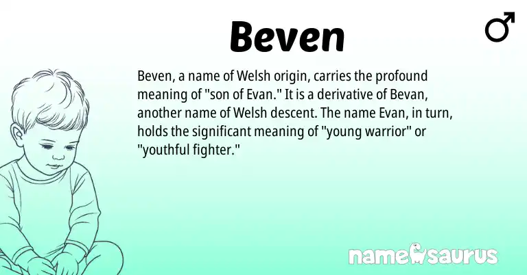 Infographic about Beven name meaning, Beven is a name from Welsh origin(s).