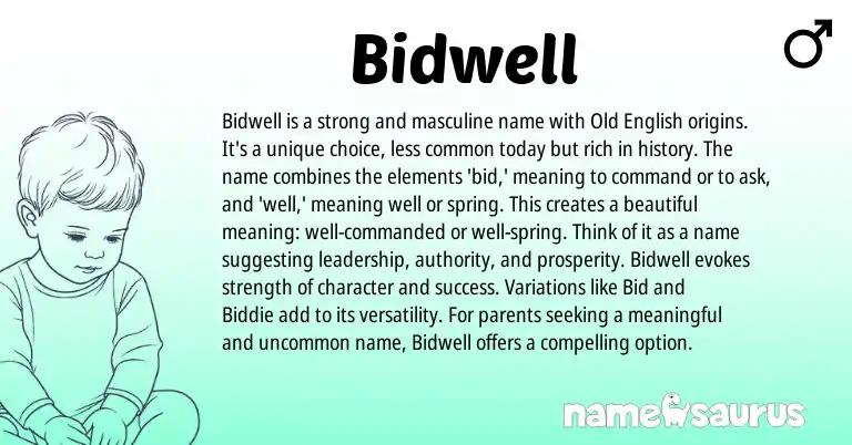 Infographic about Bidwell name meaning, Bidwell is a name from English origin(s).