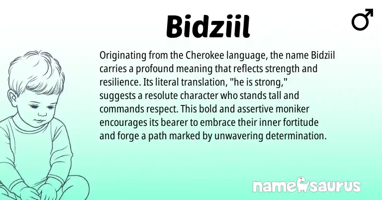 Infographic about Bidziil name meaning, Bidziil is a name from Cherokee origin(s).