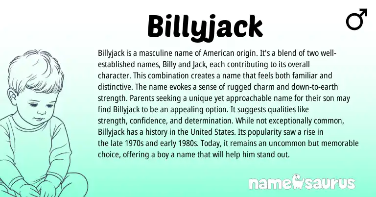 Infographic about Billyjack name meaning, Billyjack is a name from English, American origin(s).