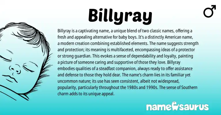 Infographic about Billyray name meaning, Billyray is a name from English origin(s).