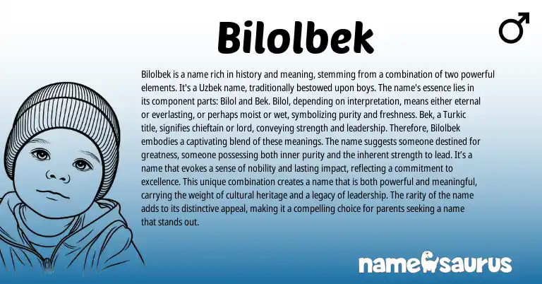 Infographic about Bilolbek name meaning, Bilolbek is a name from Other origin(s).