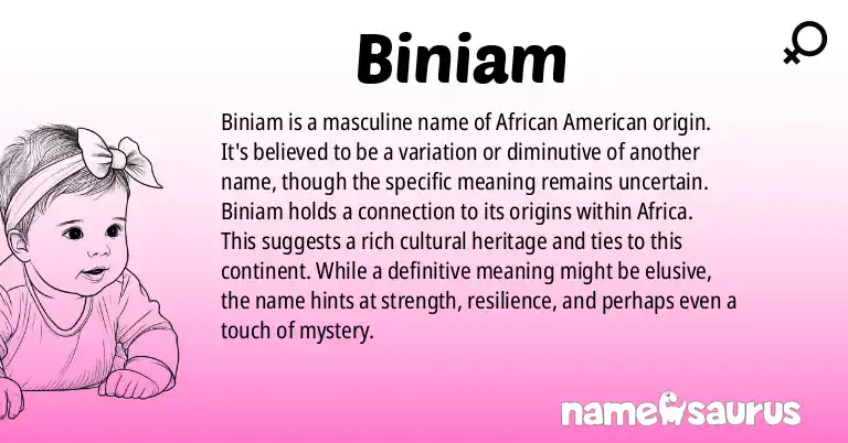 Infographic about Biniam name meaning, Biniam is a name from African American origin(s).