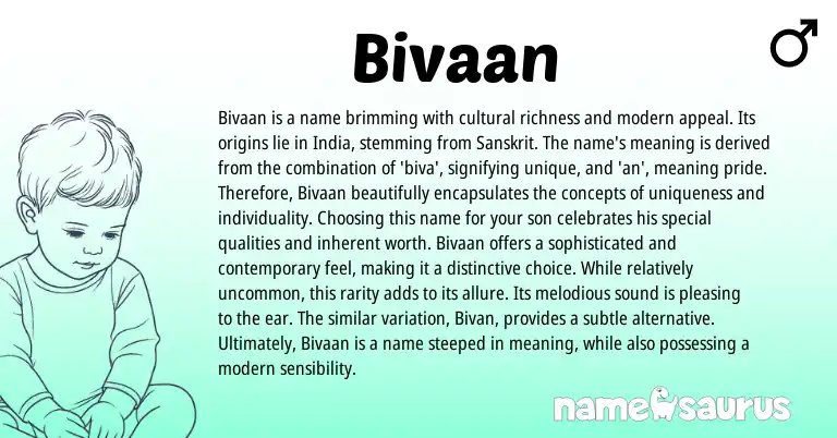 Infographic about Bivaan name meaning, Bivaan is a name from Indian, Sanskrit origin(s).