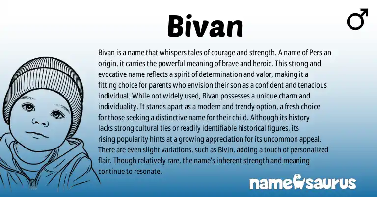 Infographic about Bivan name meaning, Bivan is a name from Persian origin(s).