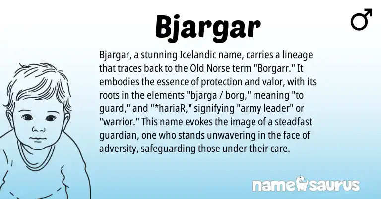 Infographic about Bjargar name meaning, Bjargar is a name from Old Norse, Icelandic origin(s).