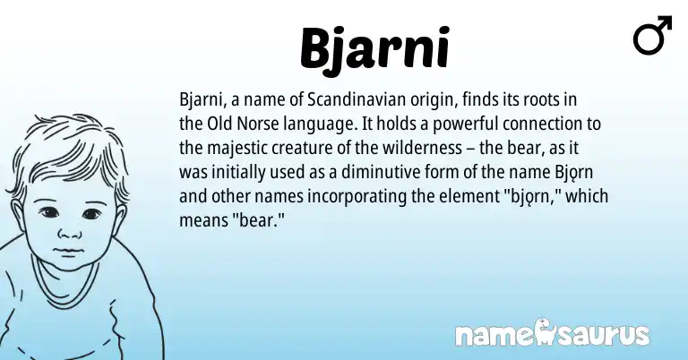 Infographic about Bjarni name meaning, Bjarni is a name from Scandinavian, Old Norse origin(s).