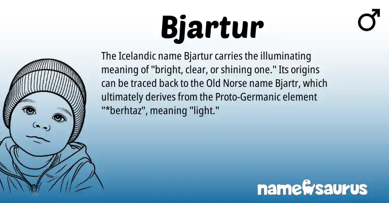 Infographic about Bjartur name meaning, Bjartur is a name from Old Norse, Germanic, Icelandic origin(s).