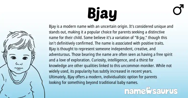Infographic about Bjay name meaning, Bjay is a name from American origin(s).
