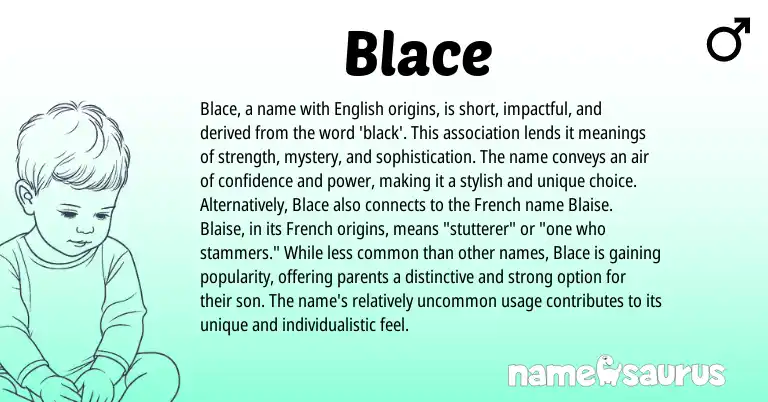 Infographic about Blace name meaning, Blace is a name from English origin(s).