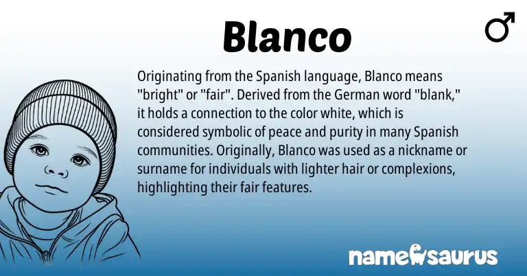 Infographic about Blanco name meaning, Blanco is a name from Spanish, German origin(s).