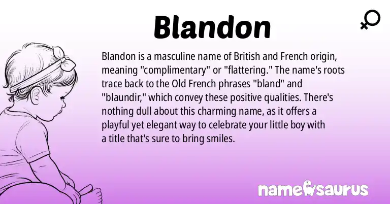 Infographic about Blandon name meaning, Blandon is a name from British, French origin(s).