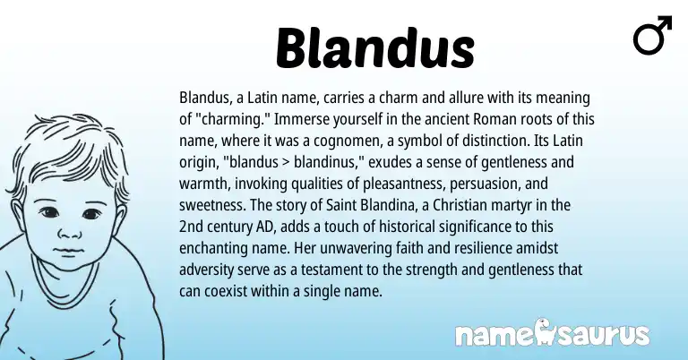 Infographic about Blandus name meaning, Blandus is a name from Roman, Latin origin(s).