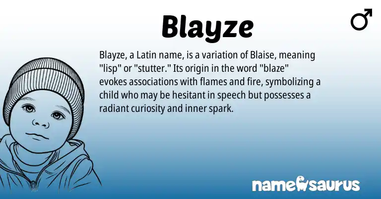 Infographic about Blayze name meaning, Blayze is a name from Latin origin(s).