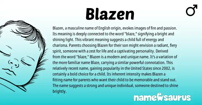 Infographic about Blazen name meaning, Blazen is a name from English origin(s).