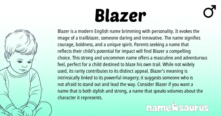 Infographic about Blazer name meaning, Blazer is a name from English origin(s).