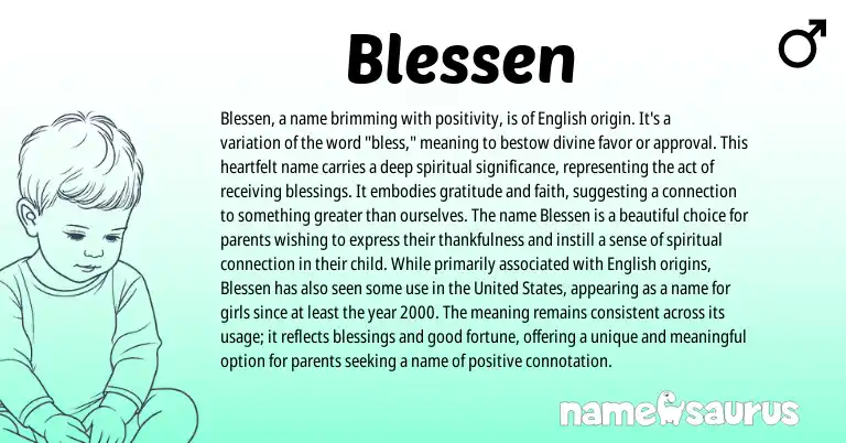 Infographic about Blessen name meaning, Blessen is a name from English origin(s).