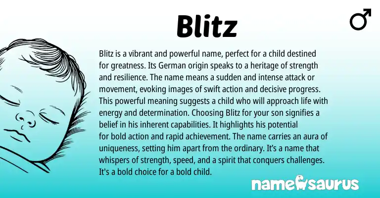 Infographic about Blitz name meaning, Blitz is a name from Germanic, English origin(s).