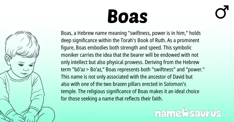Infographic about Boas name meaning, Boas is a name from Torah, Hebrew origin(s).