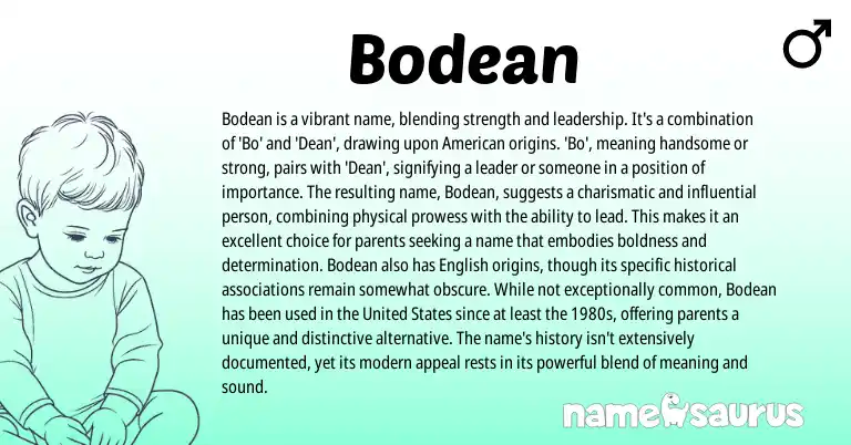 Infographic about Bodean name meaning, Bodean is a name from American origin(s).