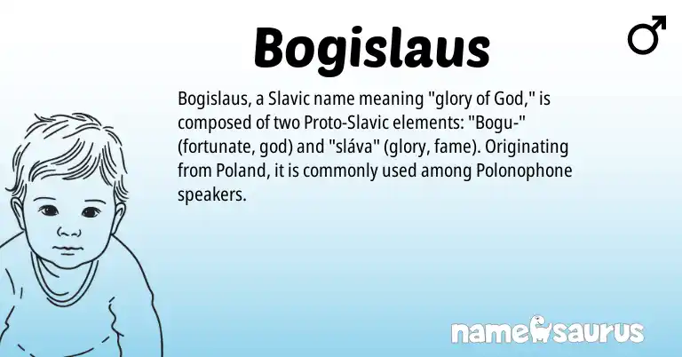 Infographic about Bogislaus name meaning, Bogislaus is a name from Slavic origin(s).