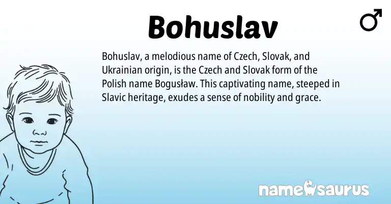 Infographic about Bohuslav name meaning, Bohuslav is a name from Ukrainian, Polish, Slovak, Slavic, Czech origin(s).