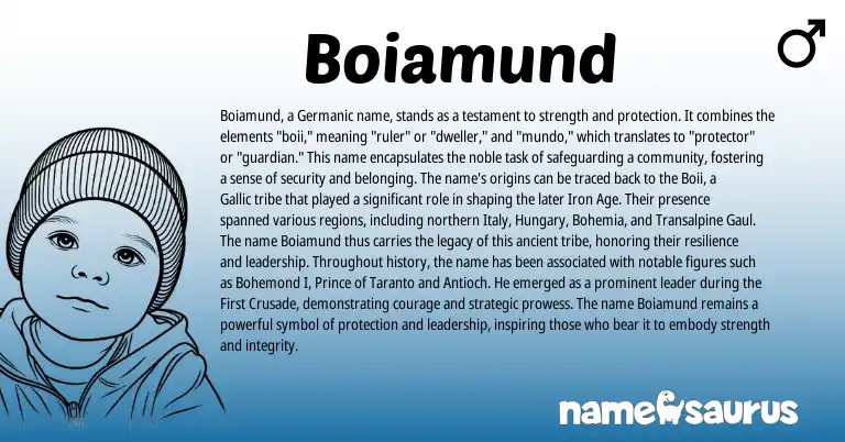 Infographic about Boiamund name meaning, Boiamund is a name from Germanic origin(s).