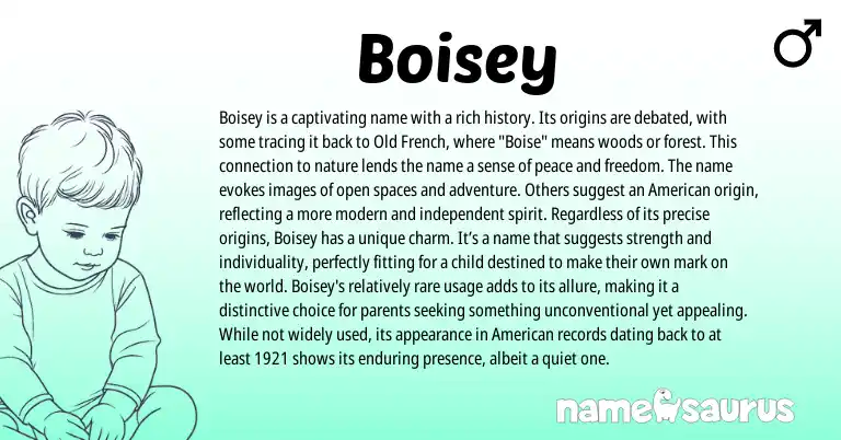 Infographic about Boisey name meaning, Boisey is a name from French origin(s).