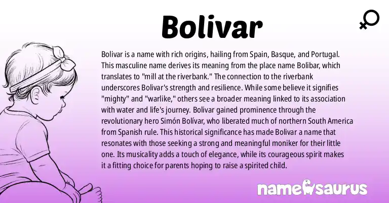 Infographic about Bolivar name meaning, Bolivar is a name from Spanish, Basque, Portuguese origin(s).