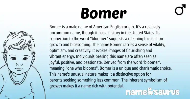 Infographic about Bomer name meaning, Bomer is a name from English origin(s).