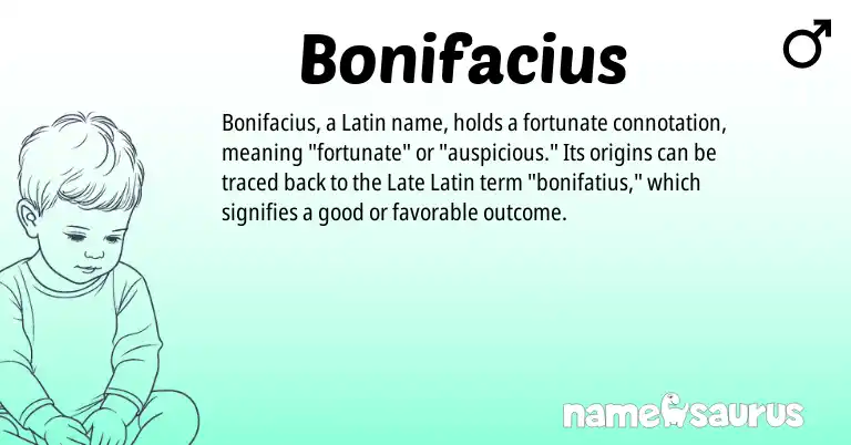 Infographic about Bonifacius name meaning, Bonifacius is a name from Late Latin, Latin origin(s).